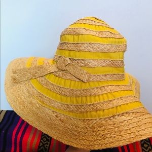 Tuscany Sun Woven Wide-Brim, Straw Hat Yellow
